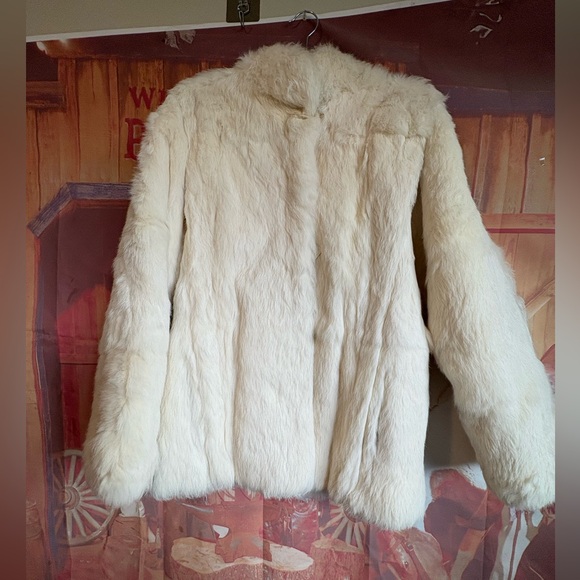 Vintage Real Rabbit Fur Jacket – Cream White (Size M) - Picture 2 of 8